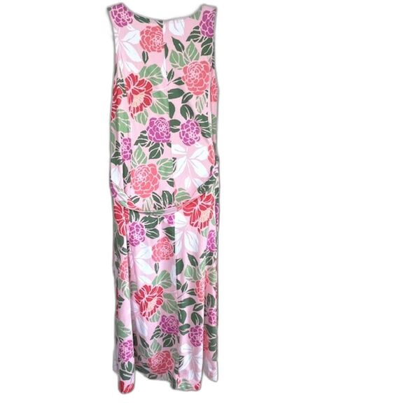 CUDDL DUDS PINK FLORAL KNIT MAXI DRESS PETITE SIZE LARGE with POCKETS - Picture 10 of 11